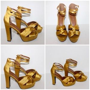 Retro Gold Platform Heel Sandals
